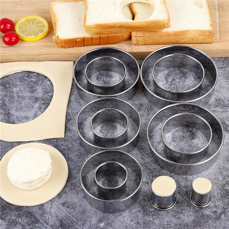 Stainless Steel Biscuit Mold 5 Piece Round Set for Pastry and Baking