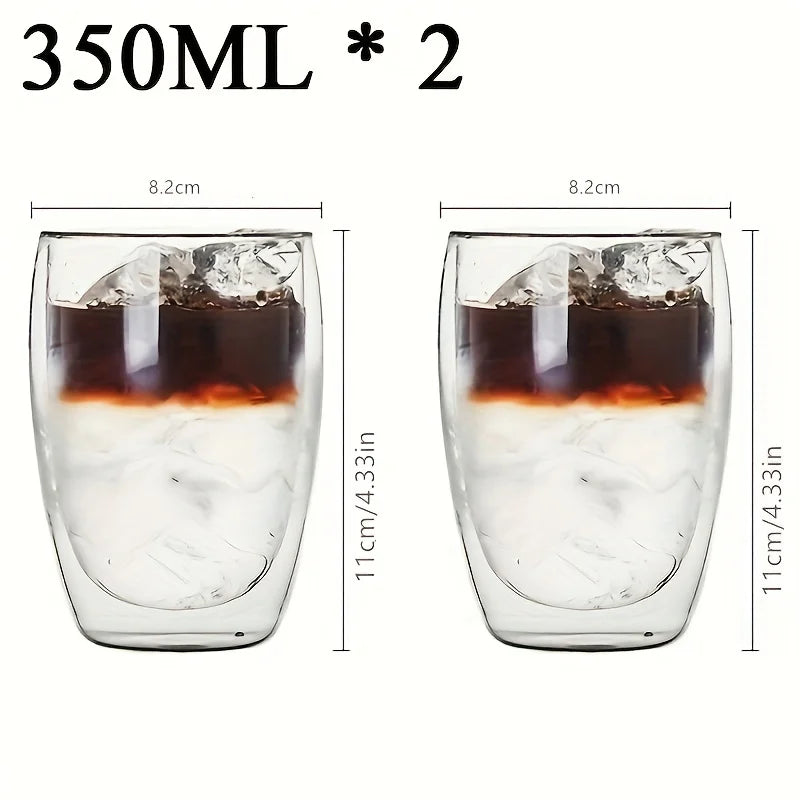 Double Wall Glass Espresso Mug Transparent Handmade Heat Insulated Drinkware