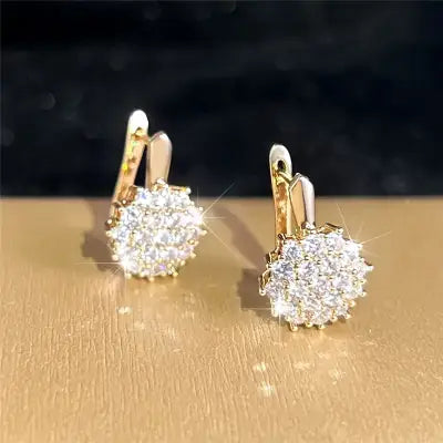 Luxury Crystal Sunflower Hoop Earrings with White Zircon Accents