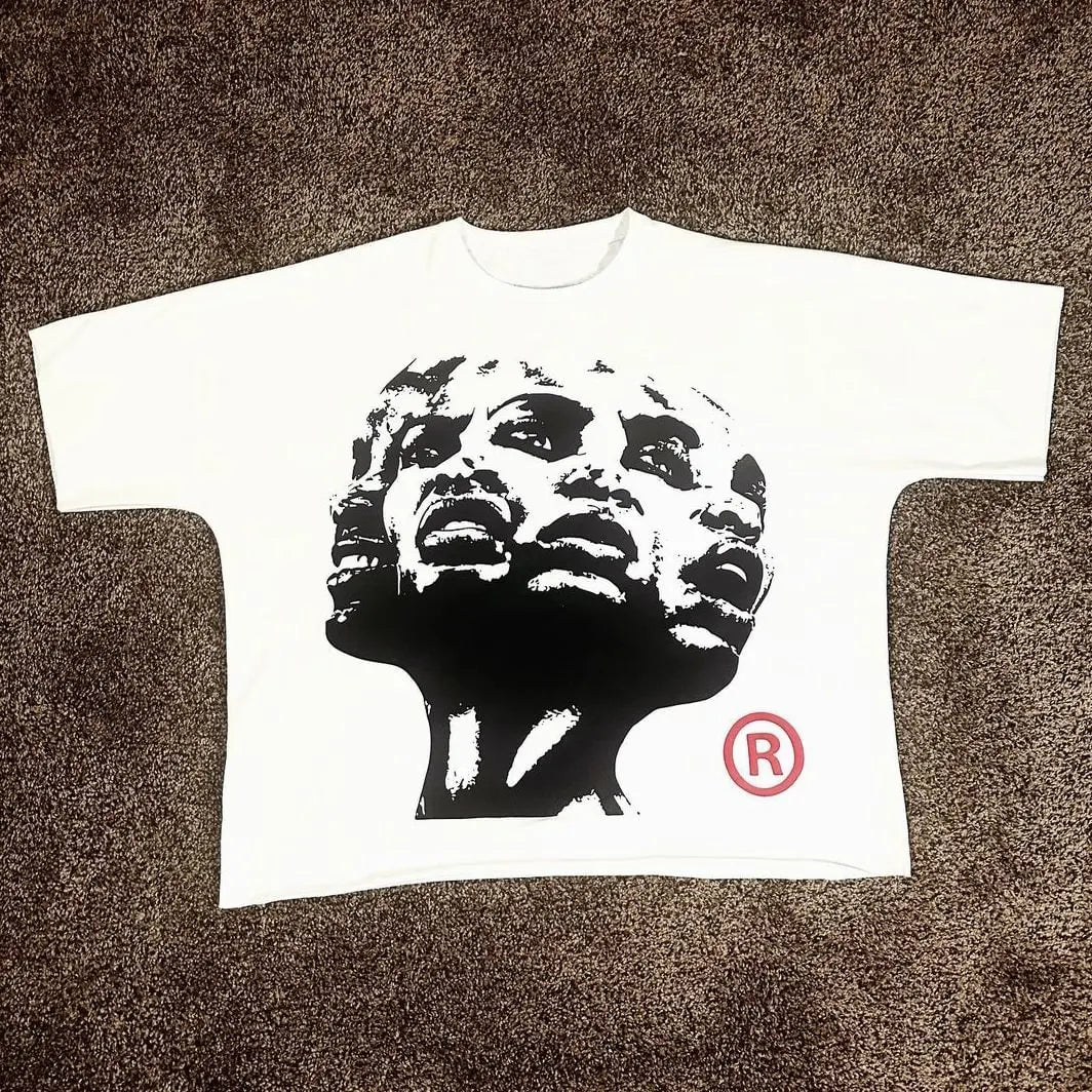 Harajuku Graphic Oversized Tops Cotton Inch Length Y2k Streetwear Tee