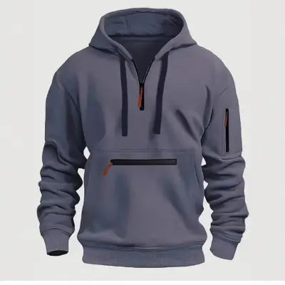 Men’s Hooded Zipper Hoodie for Casual Autumn Winter Streetwear - Dark gray / CHINA / XXXL