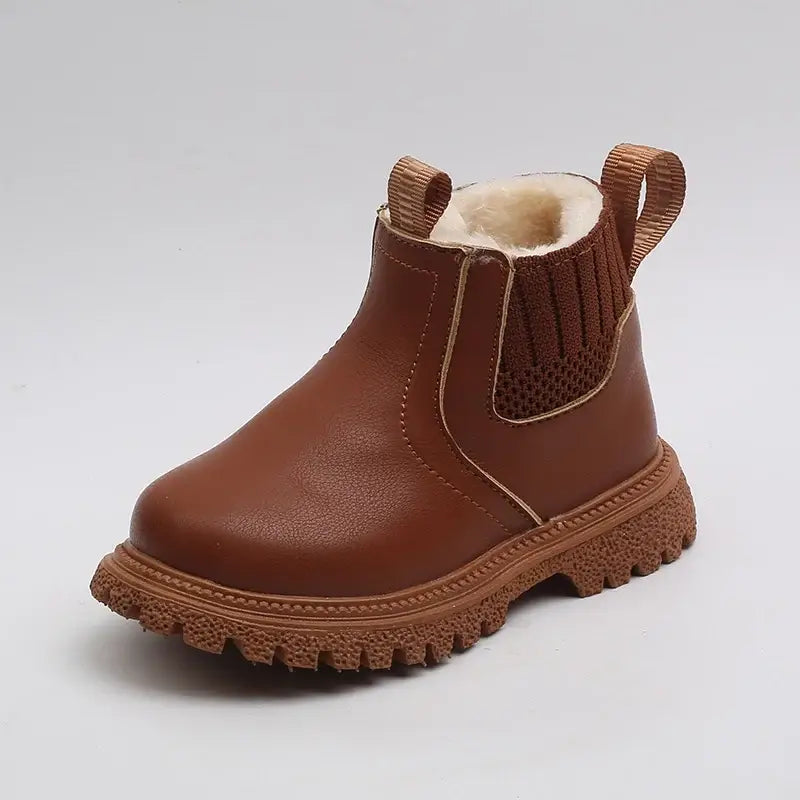 Autumn Winter Baby Kids Short Boots in Warm PU Leather