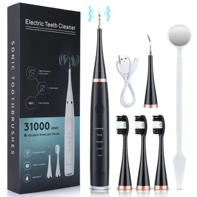 Home Electric Teeth Whitening Sonic Toothbrush for Stains and Calculus - Black Color