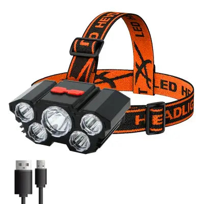 LED Rechargeable Flashlight with Built-in Battery for Strong Light Headlamp