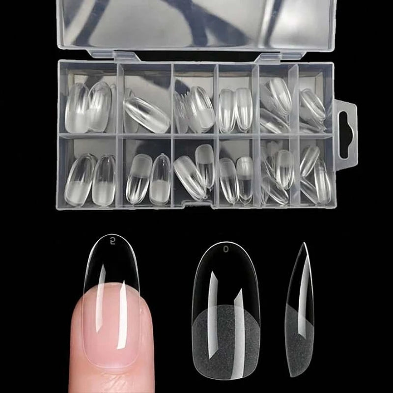 120Pcs Full Cover Nail Tips Stiletto Gel Extension Multi Style Set