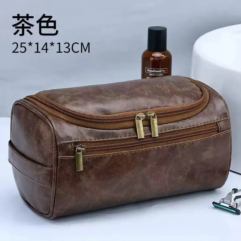 Leather Toiletry Bag Large Dopp Kit – Hanging Travel Cosmetic Case