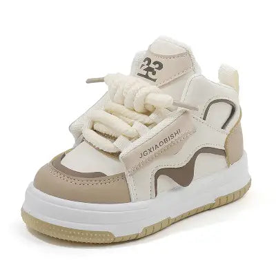 Children’s Spring Autumn Boy’s Casual Trend Board High Top Sneakers - Beige / 24