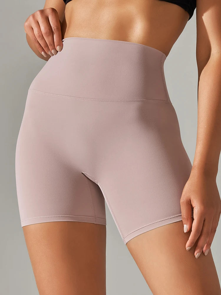 High Waist Yoga Shorts Quick Drying Fitness Workout Length