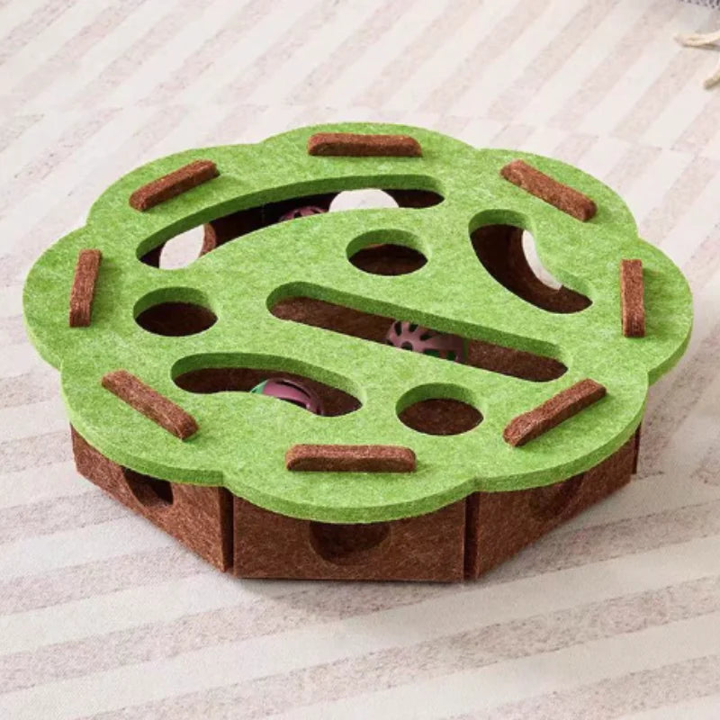 Interactive Cat Maze Toys Type Felt Box with Bell Ball Fun Training