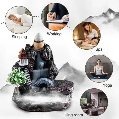 Ceramic Waterfall Backflow Incense Burner for Sandalwood Aromatherapy - CHINA