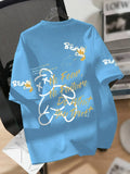 Cartoon Bear Print Cotton T Shirt Casual Summer Style