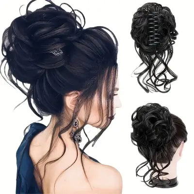 Heat-Resistant Curly Messy Bun Claw Clip Hairpiece 10-Inch - M004 / United States