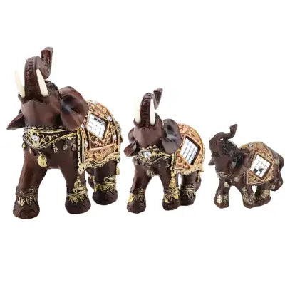 Feng Shui Elephant Statue in Wood Grain for Wealth and Prosperity Decor - United States / M