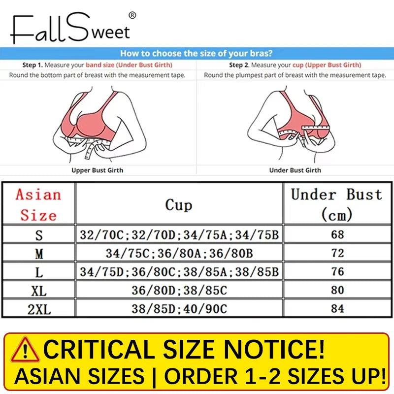Fallsweet Wire Free Brassiere Seamless Solid Push Up Mold Cup Bralette