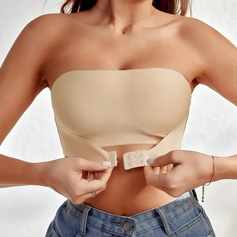 Strapless Mold Cup Seamless Bra – Non-Slip Front Button Underwear