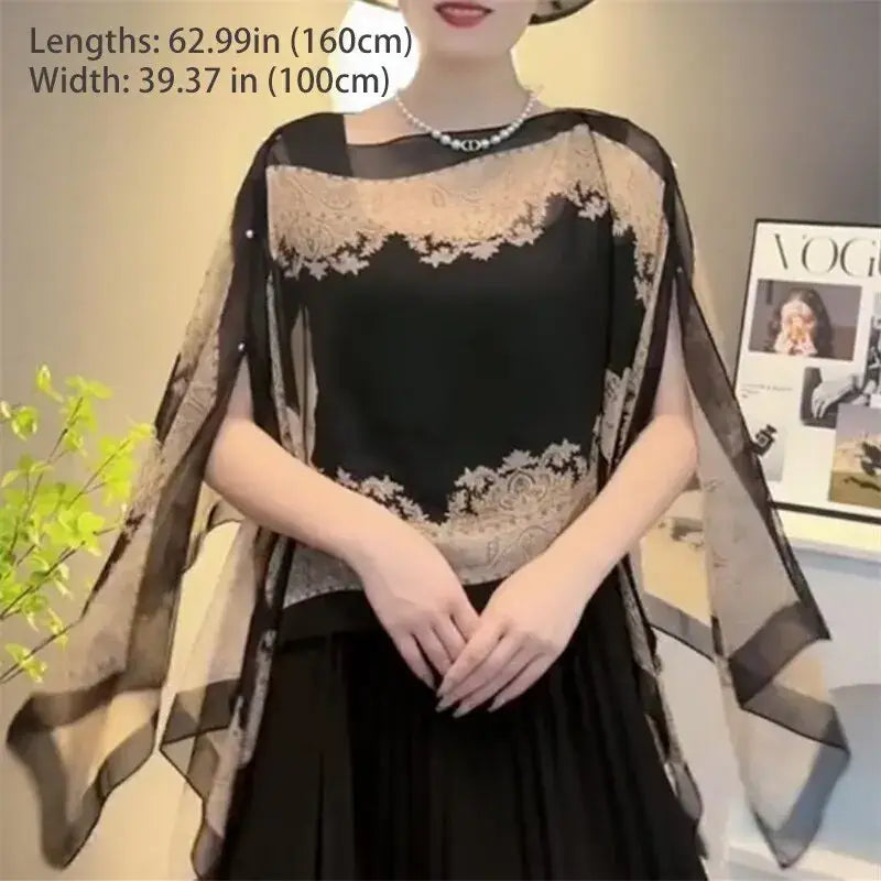 Women’s Shawl – Elegant Beaded Chiffon Shawl for Every Occasion