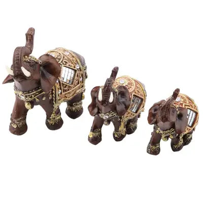 Feng Shui Elephant Statue in Wood Grain for Wealth and Prosperity Decor