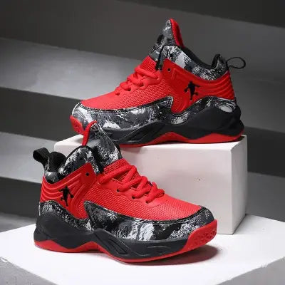 Boys Basketball Shoes Non-Slip Sneakers 661-CY-BlackRed and BlackWhite - 7138-CY-BlackRed / 32