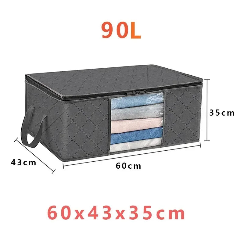 Clothes Storage Bag Foldable 3 Layer Fabric Sturdy Closet Organizer