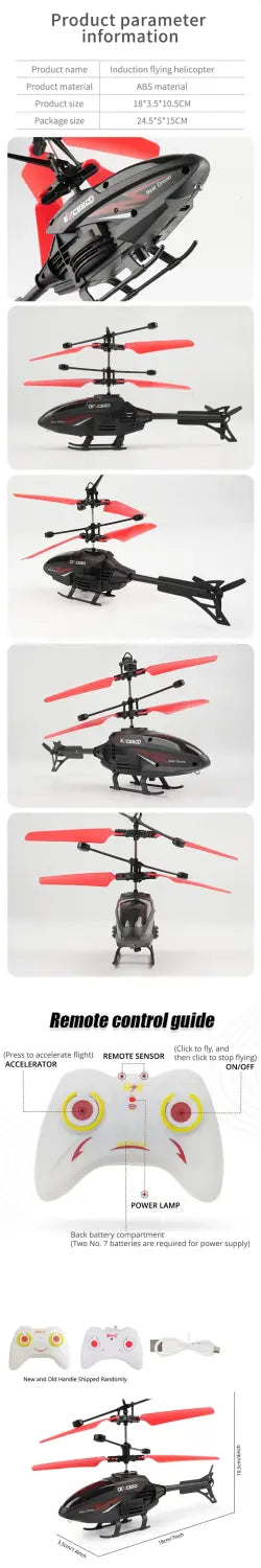 Gesture Control RC Helicopter with LED Light for Kids