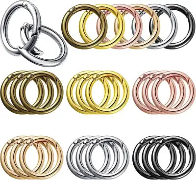 10pcs Metal Ring Spring Clasps for DIY Jewelry and Keychain Hooks