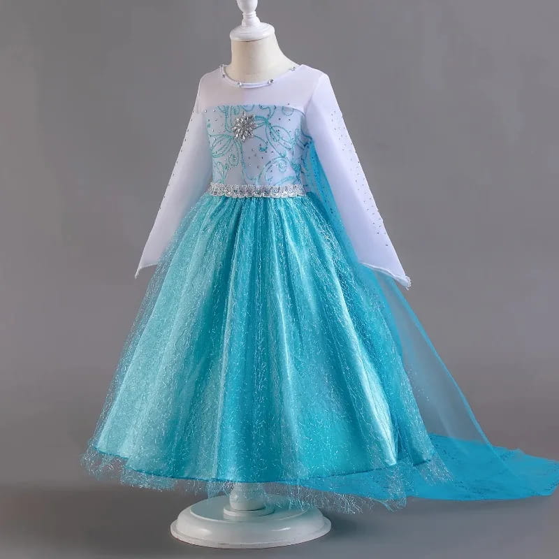 Elsa Costume for Girls – Long Sleeve Princess Dress for Cosplay