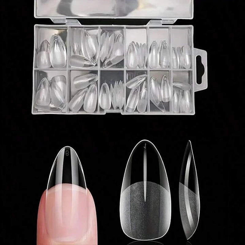 120Pcs Full Cover Nail Tips Stiletto Gel Extension Multi Style Set