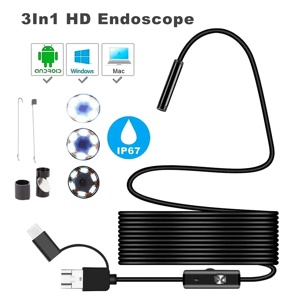 7MM Android Endoscope Camera USB Waterproof Borescope for Versatile