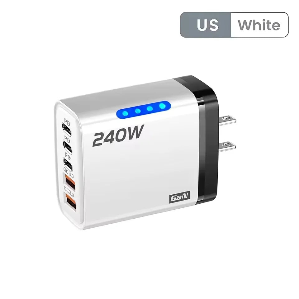 240W GaN USB C Charger 5 in 1 Adapter for Fast Charging Multi Devices