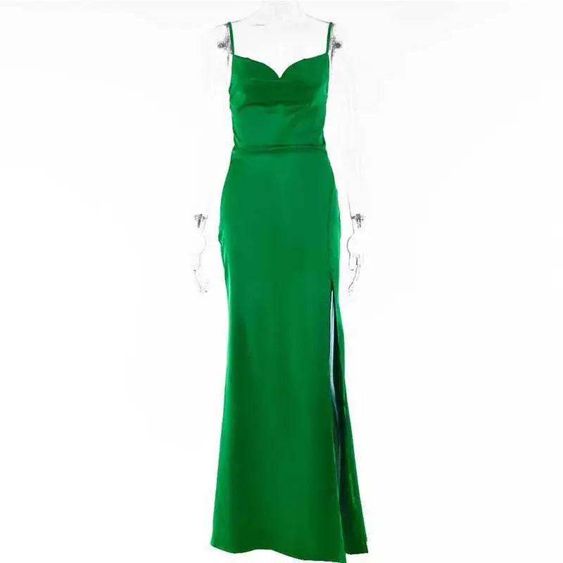 Sexy Dress - High Split Evening Dress with Open Back