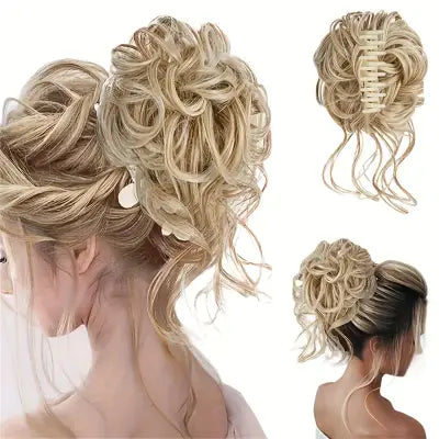 Heat-Resistant Curly Messy Bun Claw Clip Hairpiece 10-Inch - M002 / United States