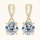 Moissanite Drop Earrings Silver Gold Plated 2.0CT Certified Wedding Jewelry