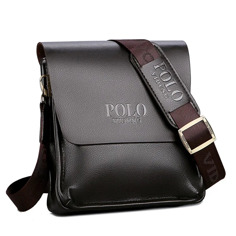 Polo Vertical Shoulder Bag Synthetic Leather Trendy Business Crossbody