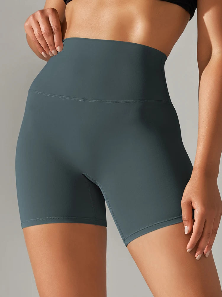 High Waist Yoga Shorts Quick Drying Fitness Workout Length