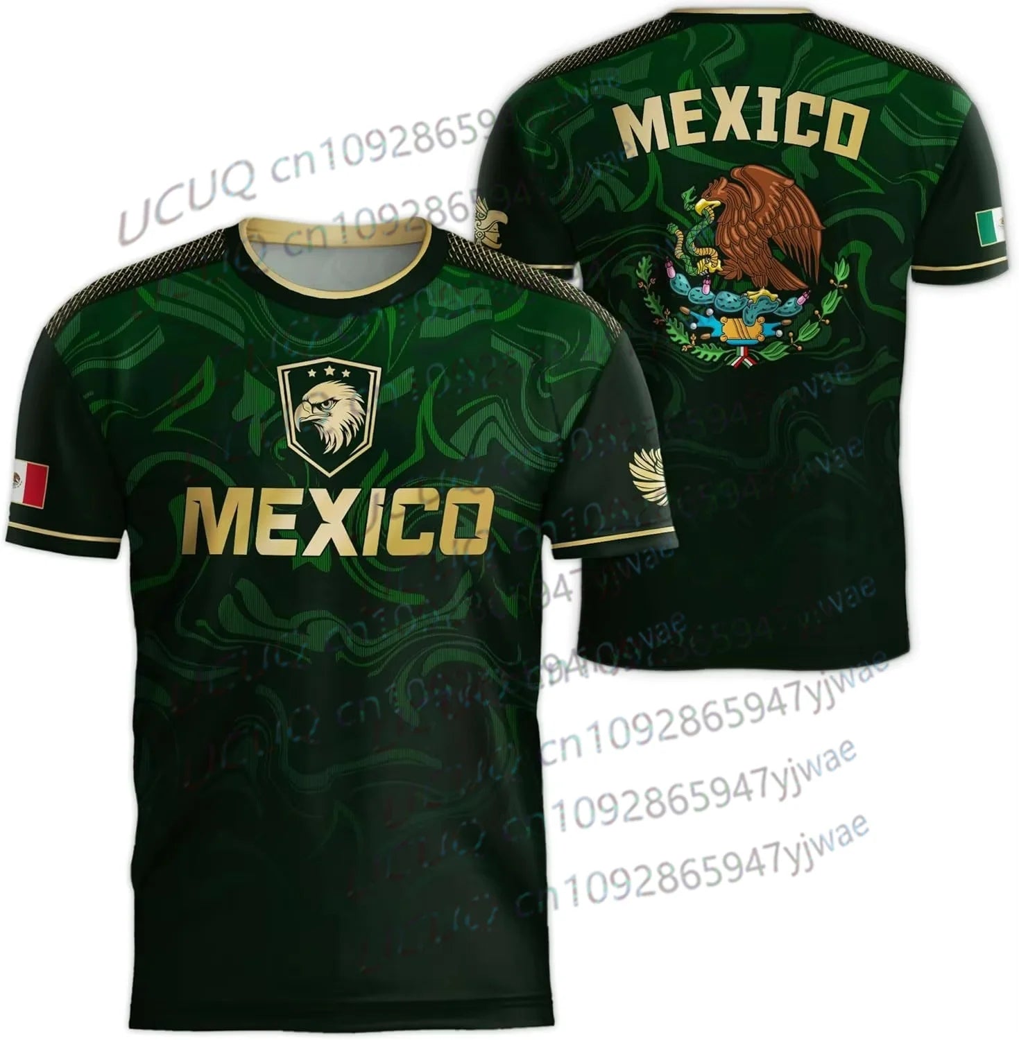 Mexico National Flag 3D Print Tops in Standard Inch Length for Sports