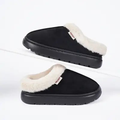 Kidmi Winter Shoes Casual Outdoor Cotton Plush Padded Slippers - U001black / 44-45(fit42-43)