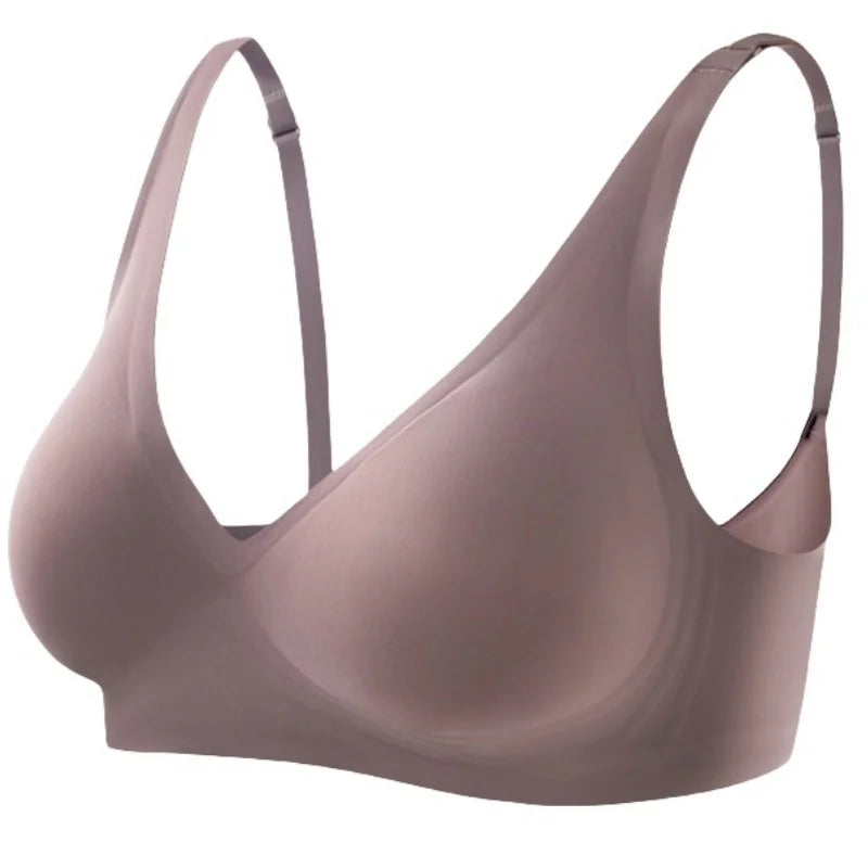Seamless Mold Cup Push-Up Bra S-3XL Comfortable V-neck Bralette