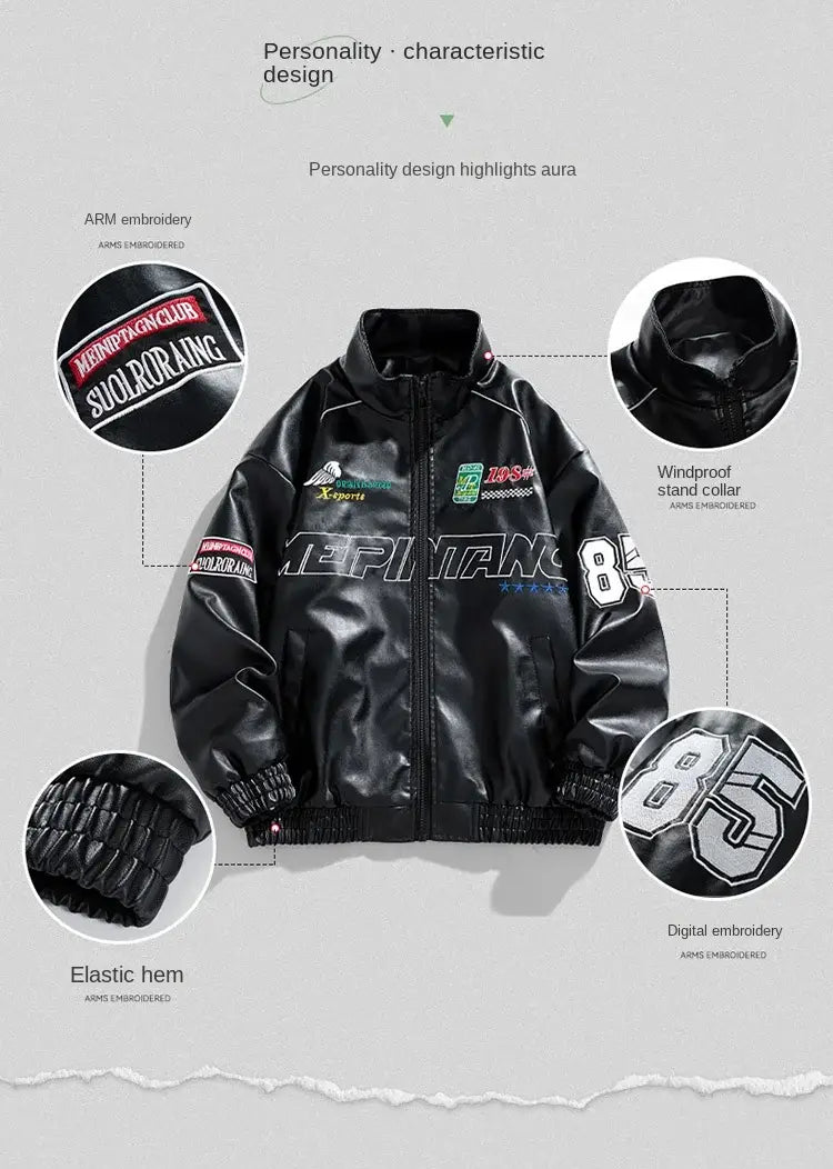 Men’s Motorcycle Clothing PU Leather Racing Suit by American Fashion Brand