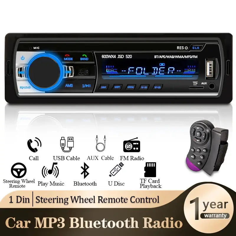 Home Car Din Bluetooth Stereo MP3 Player with FM Radio and USB Input