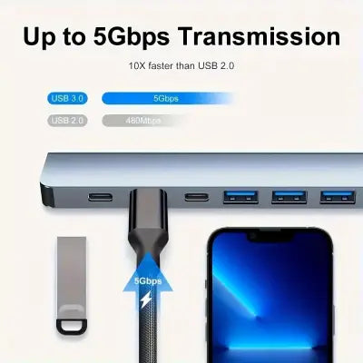 VIENON 7-in-1 USB C Hub Aluminum USB Splitter for Enhanced Connectivity