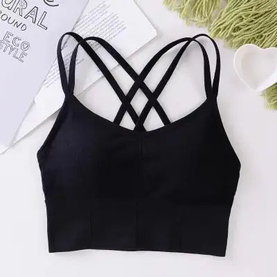 Cross Strap Tank Top Push-Up Sports Bra for Yoga and Fitness