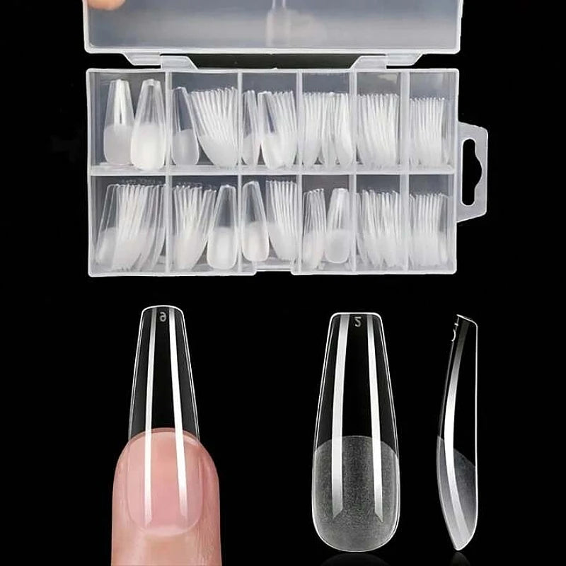 120Pcs Full Cover Nail Tips Stiletto Gel Extension Multi Style Set