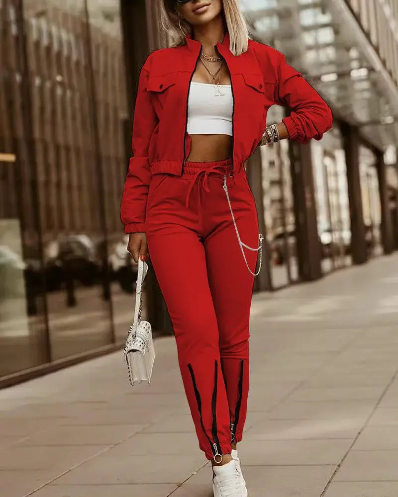 2024 Sportsuits for Women Two Piece Suits Solid Sweatshirts Long Pants Fashion Sets Autumn Winter Casual Zipper