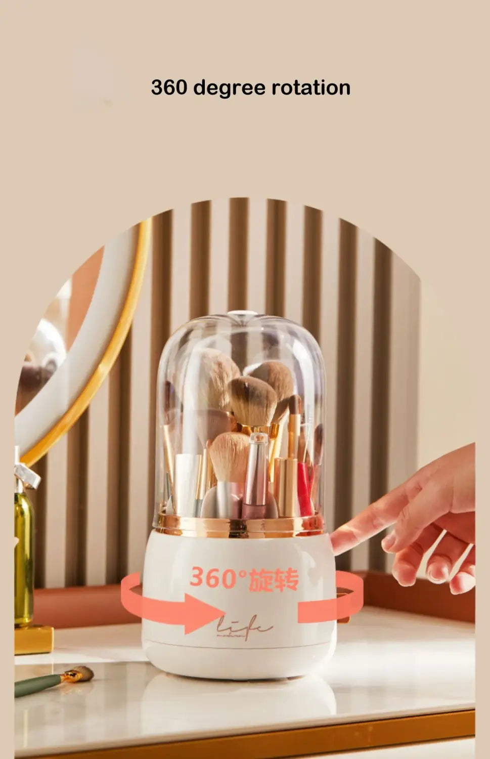 360° Rotating Makeup Brush Holder – Portable Makeup Organizer