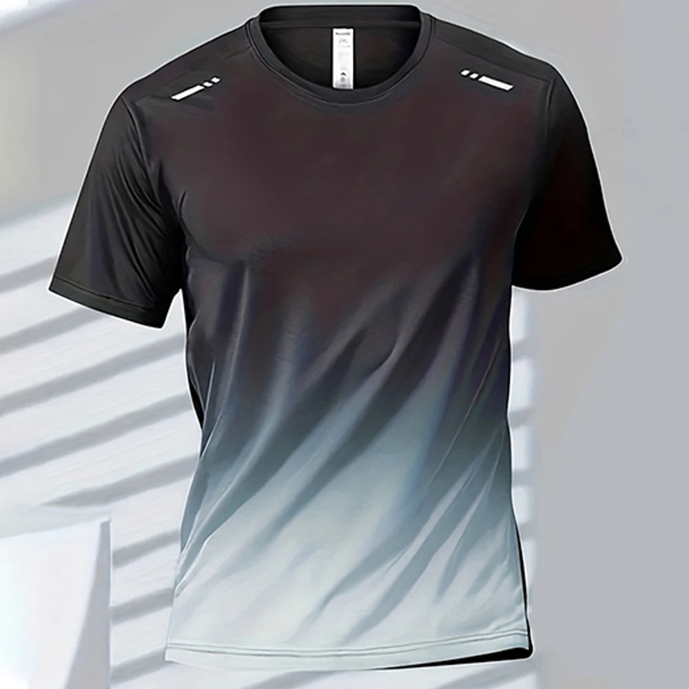 Quick Drying Men's Sports T-Shirt Gradient Short Sleeve Workout Tee
