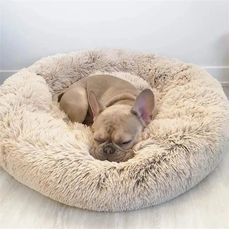 Round Pet Bed - Comfortable Coral Fleece for Cats & Dogs