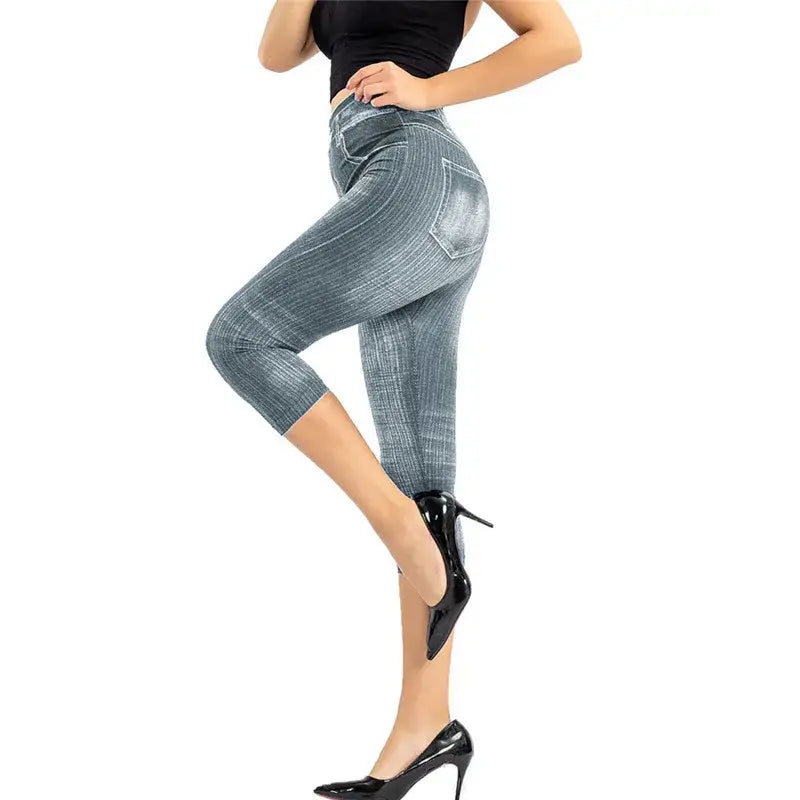 Printed Denim Leggings: Fashionable Slim Fit