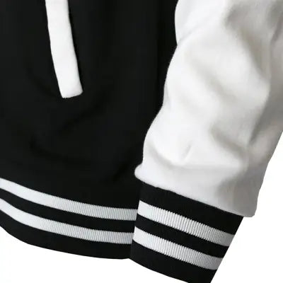 Black and White Oversized Jacket for Men’s Baseball Street Style