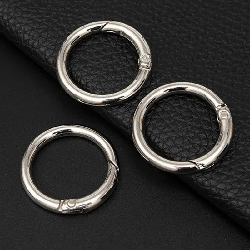 10pcs Metal Ring Spring Clasps for DIY Jewelry and Keychain Hooks