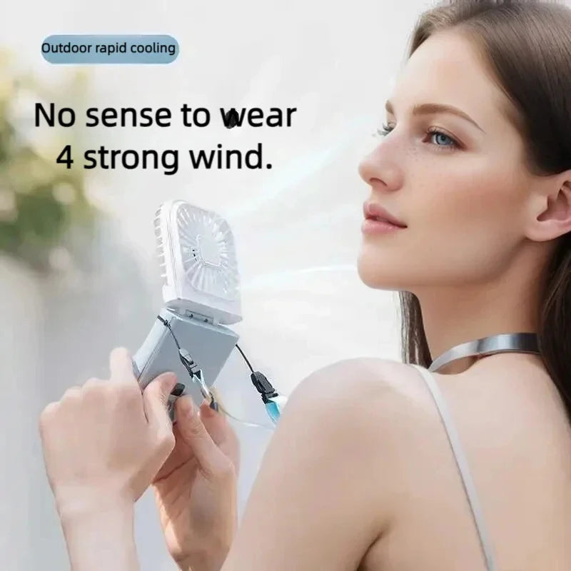 Rotary Vane Foldable Mini Neck Fan Natural Wind for Sports Portable Cooler